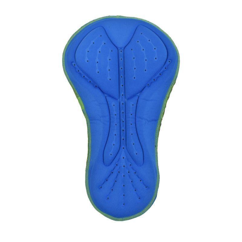 Blue gel-like knee support pad with green edge