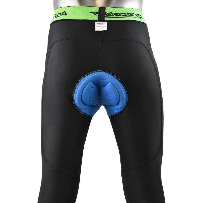 7/8 cycling compression pants with knee support, black with blue chamois pad
